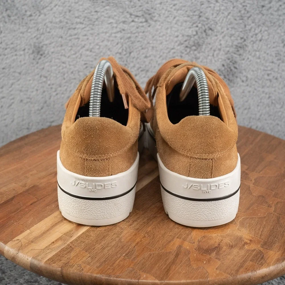 J/Slides NYC Eve Sneakers Street-Chic Low Profile Leather Suede‎ Lace Up Size 8
